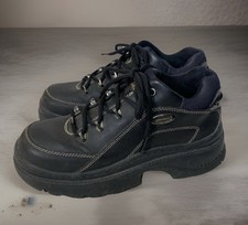 VTG 90s Skechers Jammers Black Leather Platform Hiker Women's Sz 9 RARE 1278