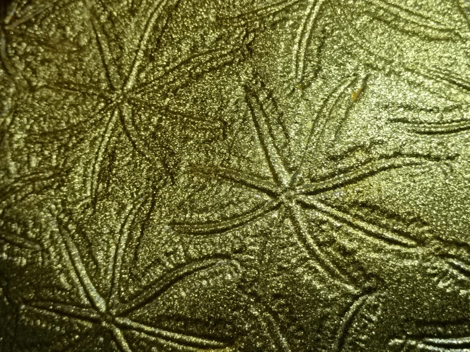 AKCAM 12' Hecho a Mano Dorado Iridiscente Vidrio Tazón para Servir - Patrón de Helecho Texturizado Foto 2 de 4