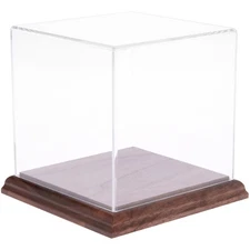 Plymor Clear Acrylic Display Case with Hardwood Base, 5" W x 5" D x 5" H