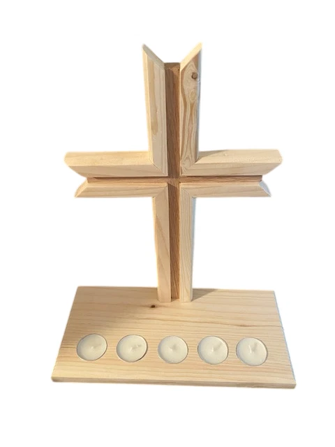 Portacandele In Legno Rustico Naturale – Con Perline Decorative, Regalo Per Matrimonio E Casa