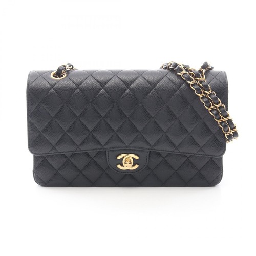 CHANEL Matelasse W flap chain Shoulder Bag A01112 Calfskin leather Black GHW