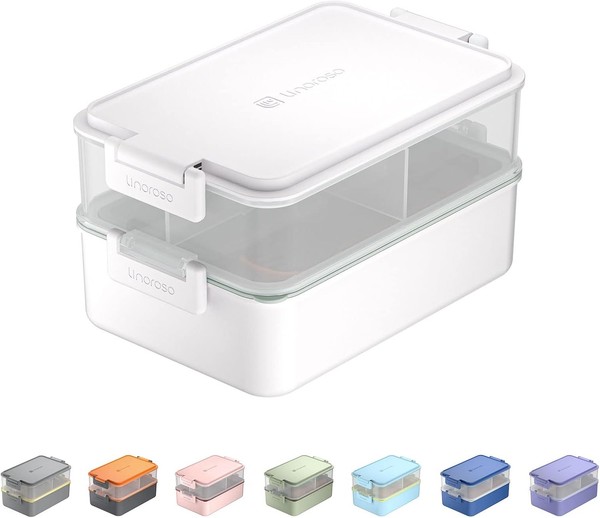 Linoroso Lunchbox Erwachsene Brotdose Mit 3 FäChern Bento Box Mit SoßEnbehäLter-image