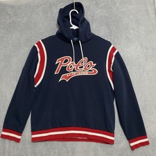 VTG Polo Ralph Lauren Men  s Lg POLO RL SCRIPT Rings Hoodie Sweatshirt 92 Stadium
