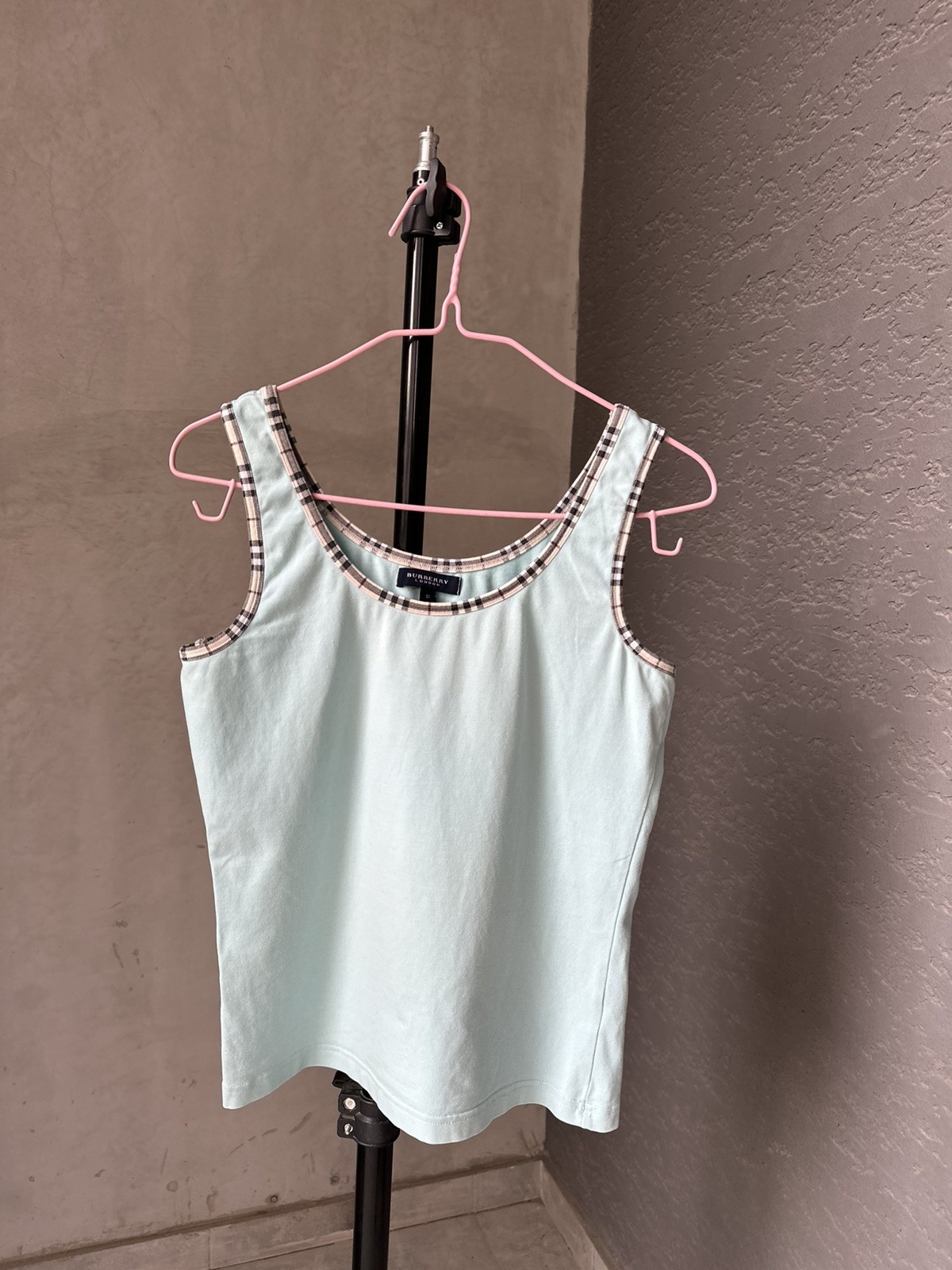 Burberry London Trim Tank Top Vintage Blue Sleeveless Shirt S image 7