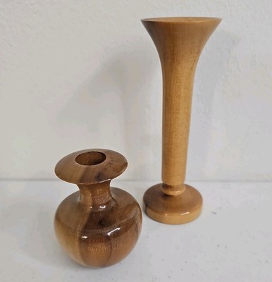  Vintage Oregon Myrtlewood Bud Vases Candle Holders Set Seagull Depoe Bay  