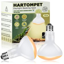 75W Reptile Heat Lamp Bulbs, 2.5 Inch UVA Amphibian Basking Spot Light for Be...