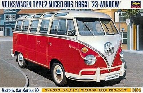 Hasegawa 1/24 Scale Model Car Kit VW Volkswagen Type 2 T1 Micro Samba Bus '1963