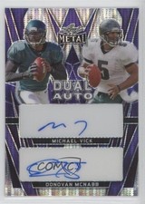 2024 Leaf Metal Dual Purple Pulsar 3/3 Michael Vick Donovan McNabb Auto 2u3