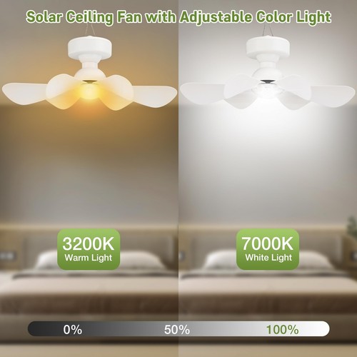 Solar Ceiling Fan Kit, 25W Solar Powered Rechargeable Ceiling Fan with Light ... - Picture 4 of 7