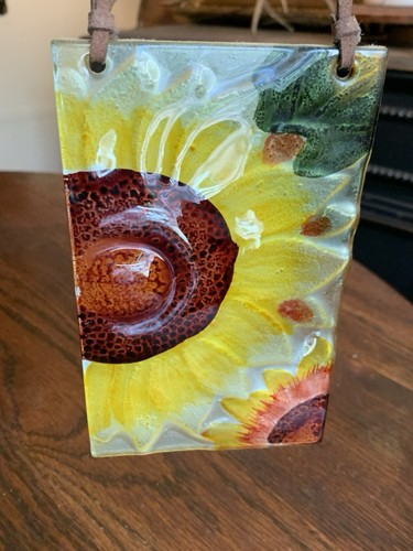Glas Sonnenfänger hängend Sonnenblume 4x6,5 Rechteck Fenster Wohndeko Leder - Bild 3 von 16