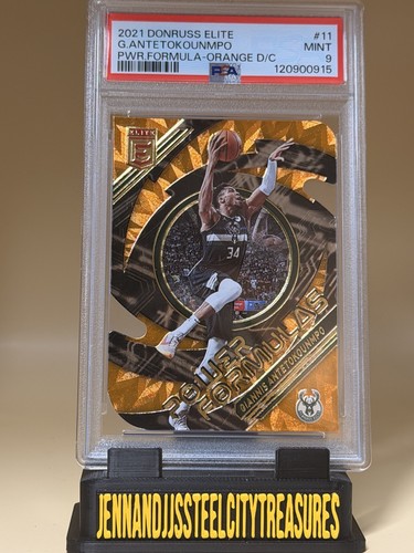 2021 Donruss Elite Giannis Antetokounmpo Power Formulas Orange Die-Cut #11 PSA 9