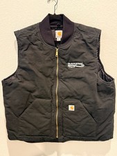 Carhartt V01 Black Firm Duck Quilt Lined Vest 2XL Tall Blackstrap Inc Embroidery
