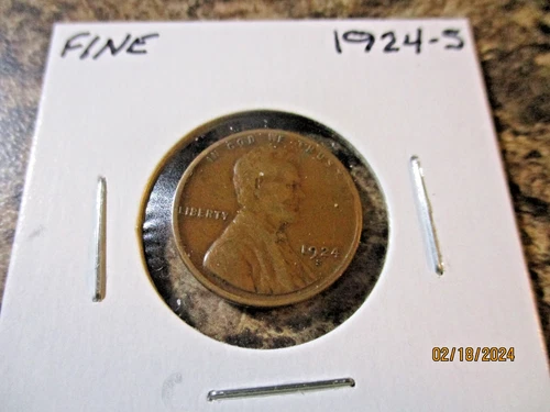 1924-S LINCOLN WHEAT CENT FINE   BB