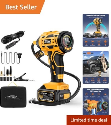Vielseitiger 21 V kabelloser Luftkompressor - 180 PSI Max Reifenfüller mit LED-Licht