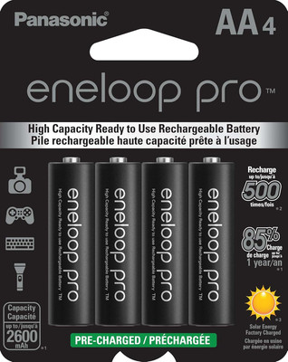 Eneloop Pro Aa Rechargeable Batteries 4 Pack High Capacity Nimh 2500Mah