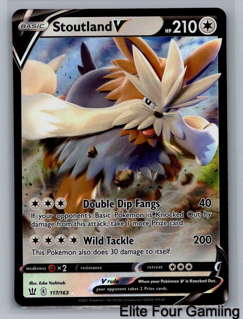 Stoutland V 117/163 Holo V Rare Battle Styles Pokemon Near Mint