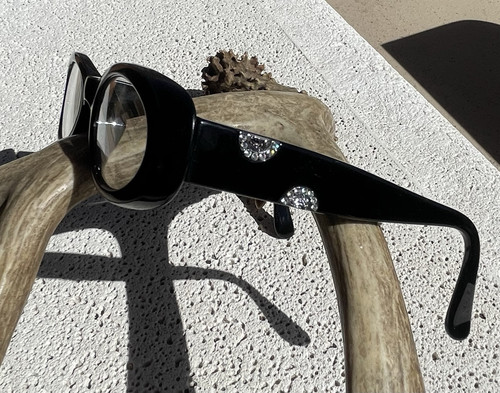 Gianni Versace Mod Vintage Black Medusa Rhinestone Logo Sunglasses - Picture 16 of 19
