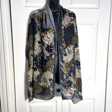 Simply Noelle Scarf Wrap Women One Size Gray Velvet Burnout Floral Boho Whimsey