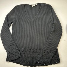 Womens United States Sweater Pullover Size Medium Long Sleeves V Neck USA Made
