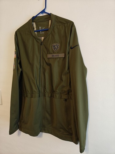 Chicago Bears Nike Salute Service Sideline Hybrid Zip Jacket Mens XL 2018 Olive - Photo 5 sur 24