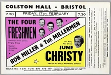 JUNE CHRISTY + FOUR FRESHMEN – rare original Bristol 1961 jazz concert handbill