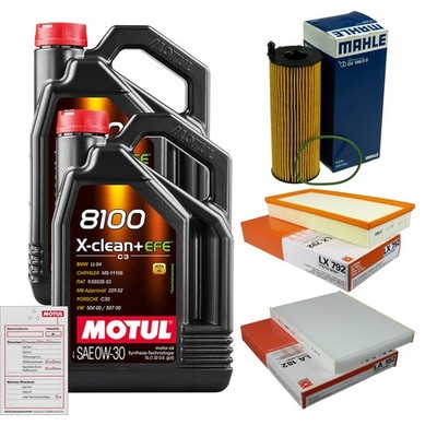 MAHLE Inspektionspaket 10L MOTUL 8100 X-CLEAN 0W-30 für VW Touareg 3.0 V6 TDI