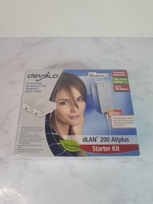 NEU Devolo DLan 200 AV Plus Starter Kit 2 Heimstecker Adapter integrierte Steckdose