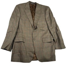 Polo Ralph Lauren University Club Plaid Wool Blazer 44L Brown Vintage Sport Coat