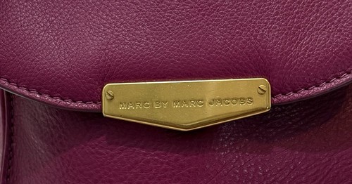 Marc by Marc Jacobs Pebbled Leather Satchel Shoulder Bag Burgundy Purse Large - Picture 5 of 21