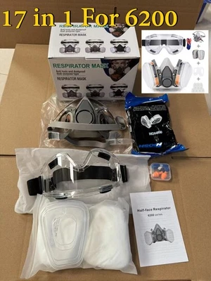 Atemschutz Halbmaske Gasmaske 6200 Staubmaske Mit Wechselfiltern Lackiermaske - Bild 1 von 4