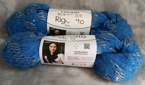 Red Heart Boutique Rigoletto Yarn Sequins Periwinkle 2 Balls Skeins 8 Yds Each