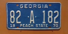 1970  Georgia  License Plate