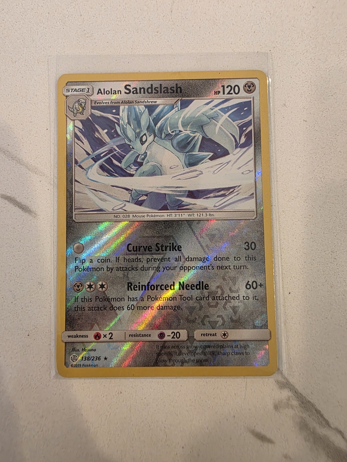 Alolan Sandslash 2019 Cosmic Eclipse Reverse Holo Rare Pokemon Card 138/236 (NM)