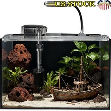 Clear Glass Aquarium Starter Kit W/ LED Light Filter Substrate Small Fish New