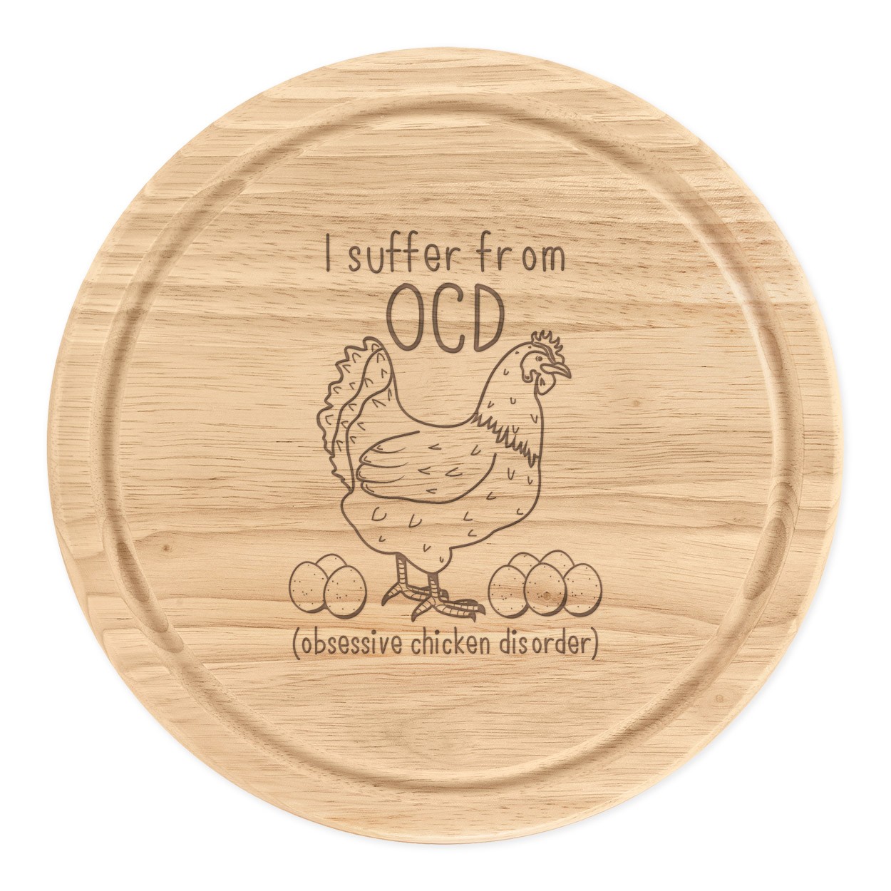 Chicken OCD Round Chopping Cheese Board Funny