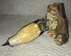 Wooden Yellow Grey Wagtail Bird on Natural Wood Base Collectible Nature Decor — photo 5