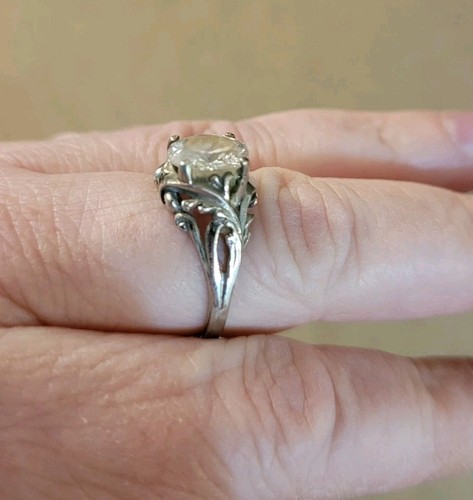 Anillo estilo Art Deco rama plata esterlina tamaño 8,5 cristal transparente - Imagen 2 de 5