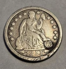 1853 Seated Liberty Dime - 90% Silver Circulated Coin - Fine Details, Plugged
