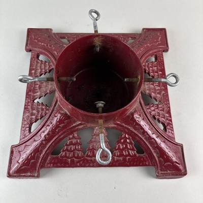 VTG 1992 John Wright LL Bean  Cast Iron Enamel Red Christmas Tree Stand 14 
