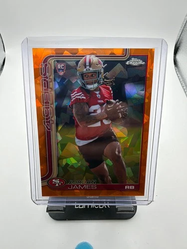 2025 Topps Chrome Sapphire Orange Refractor #329 Jordan James RC Rookie /25