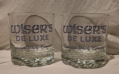 WISER'S DE LUXE Canadian Whisky Canadien Glass (SET OF 2) ~Wisers De Luxe Canada