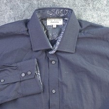 Ted Baker Endurance Dress Shirt 15.5 32/33 Blue Polka Dot Flip Cuff Spread