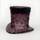 Vtg 60s Fenton Amythest  Glass Top Hat Daisy Button Dish Toothpick Holder 2.75”