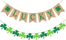 St. Patrick'S Day Banner Decorations 2 Pack Shamrock Decor Green Felt Garland St