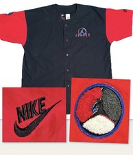 VINTAGE Rare 90s Nike Air Jordan Aqua 8 Black Red Baseball Jersey Mens XL