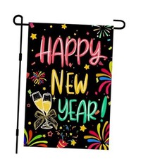 Happy New Year Garden Flags for Outside 12x18 Double Sided Burlap, 12" X 18"