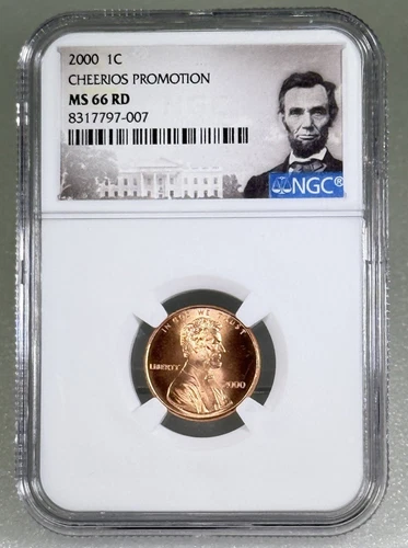 2000 US MINT CENT CHEERIOS PROMOTION NGC MS66 RD LINCOLN PENNY W/ OGP