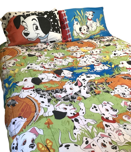 Vintage 1990's 101 DALMATIONS Disney Reversible Comforter & Shams Set Full Size