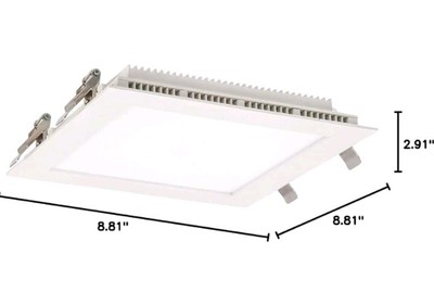 8'' Retrofit Downlight LED Square 13W, Dimmable, Metal Junction Box Iris USA