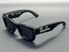 RAY BAN RB4940B 686487 Black Strass Grey Wayfarer Puffer Unisex 47 mm Sunglasses